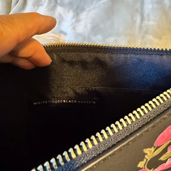 White House Black Market Black Floral Clutch - Picture 2 of 6